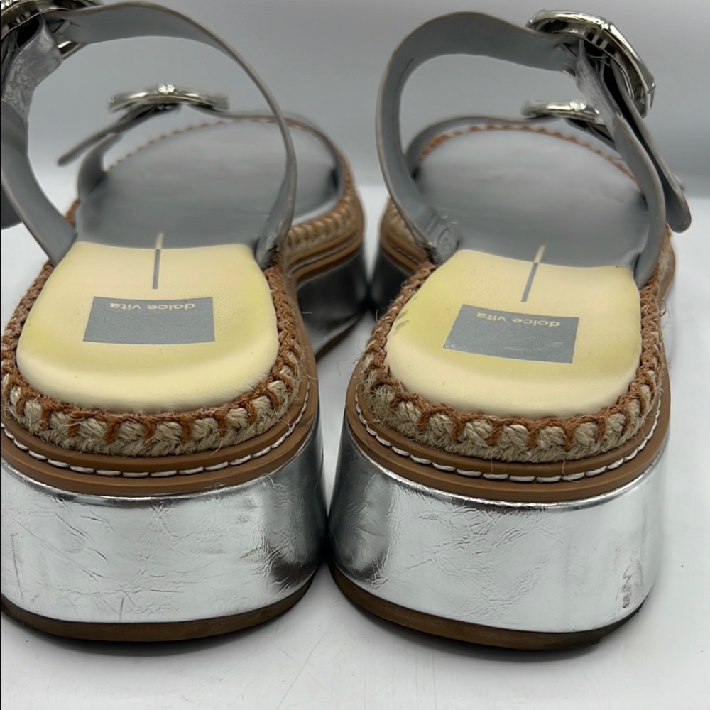 Dolce Vita Silver Metallic Sandals with Cushioned Footbed - Picture 7 of 9